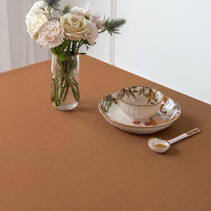 maxmill Slubby Textured Rectangular Tablecloth Water Resistance Antiwrinkle - Image 3
