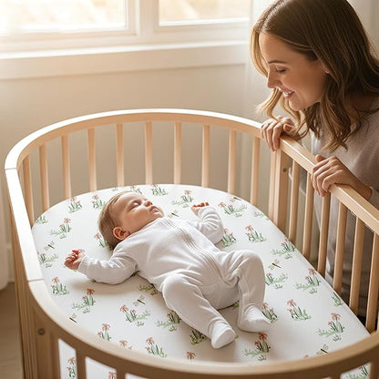 Gllquen Baby Bassinet Sheets 4 Pack, Breathable Cozy Fitted Mattress Sheet - Image 3