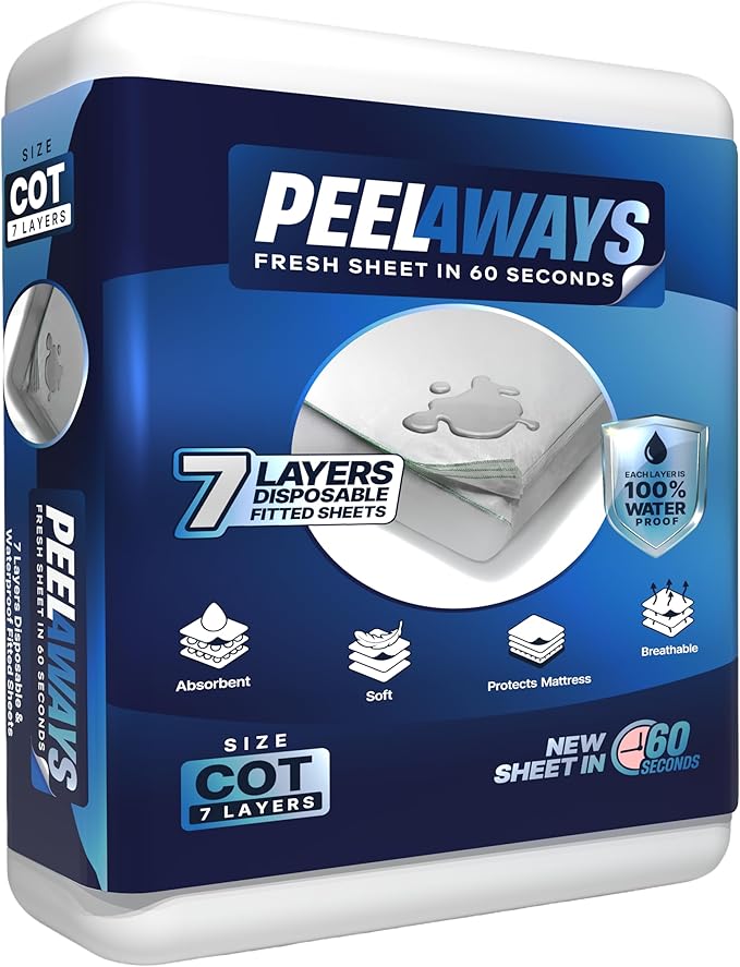 Peelaways Waterproof Disposable Bed Sheets – As Seen On Shark Tank | 7-Layer by PEELAWAYS