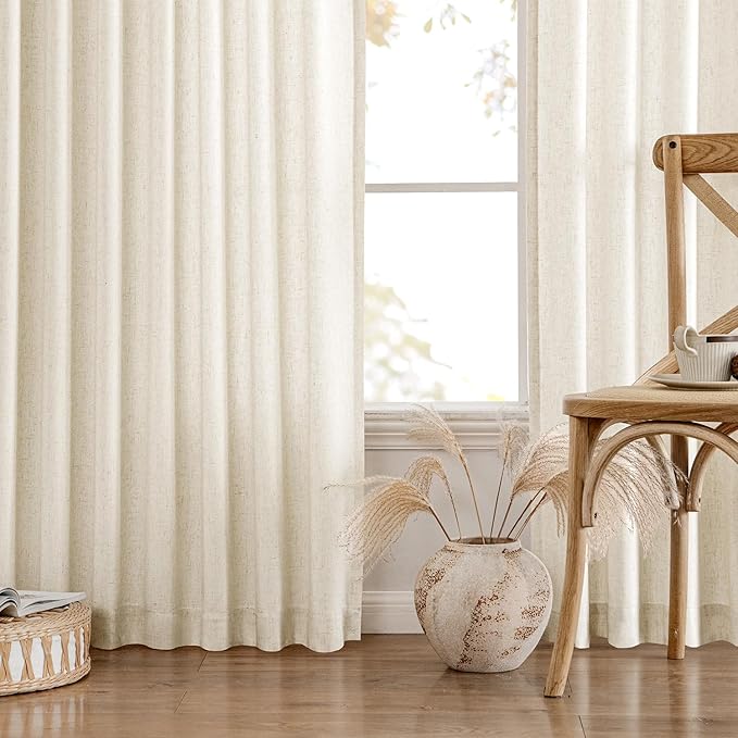 MIULEE Non-See-Through Privacy Linen Curtains 2 Panels, Light Filtering Window - Image 8
