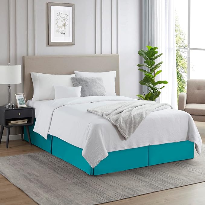 Nestl Teal Full XL Bed Skirt - Image 4