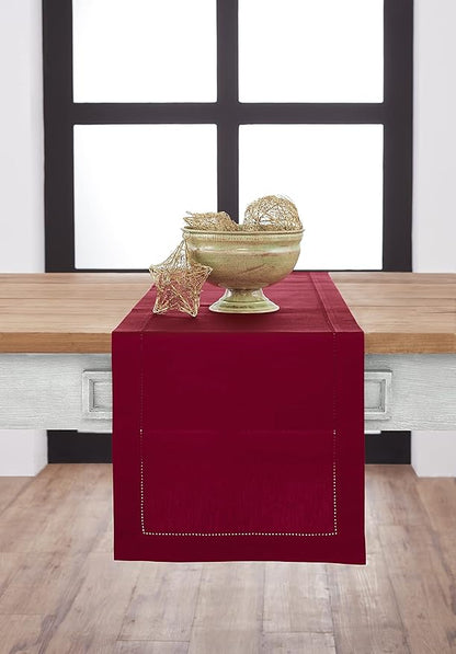 Solino Home Cotton Linen Red Table Runner 108 Inches Long by SolinoHome