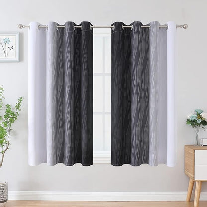 Estelar Textiler Ombre Greyish White and Black Blackout Curtains & Drapes 45 - Image 2