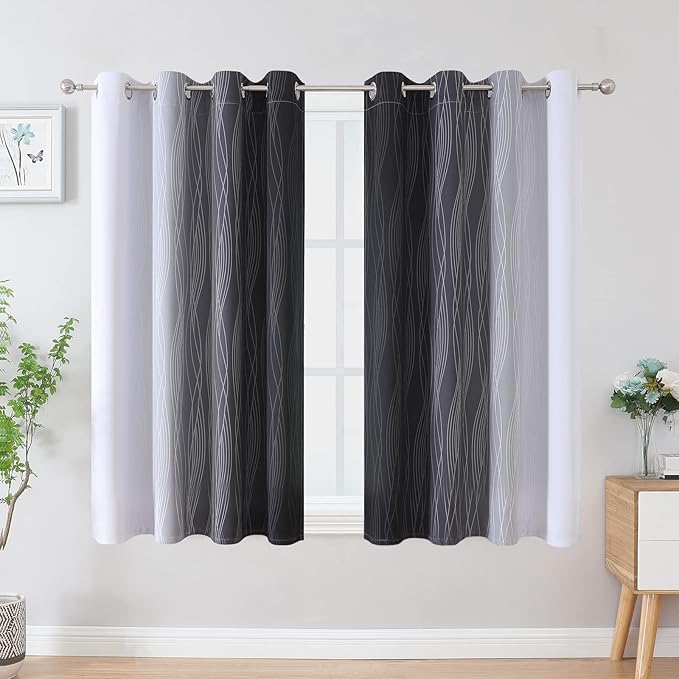 Estelar Textiler Ombre Greyish White and Black Blackout Curtains & Drapes 54 - Image 2