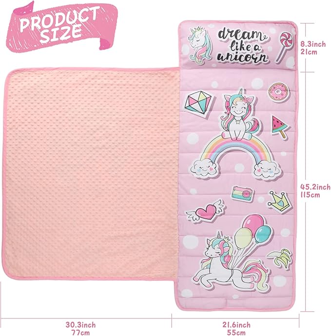 TANOSHII® Toddler Nap Mat with Pillow and Blanket, Portable Kids Sleeping Mats - Image 4