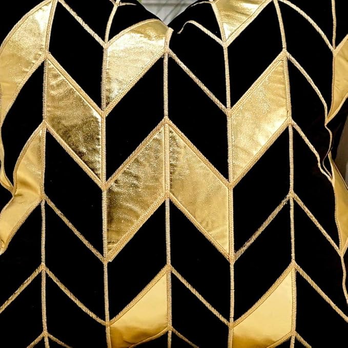Avigers 20 x 20 Inches Black Gold Striped Cushion Case Luxury European Throw - Image 3