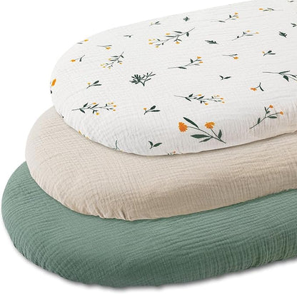 Gllquen Baby Muslin Bassinet Sheets 3 Pack, Breathable Elastic Cozy Fitted - Image 9