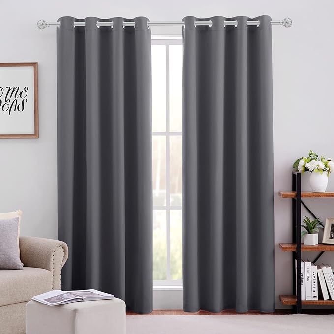 HOMEIDEAS Grey/Gray Blackout Curtains by HOMEIDEAS