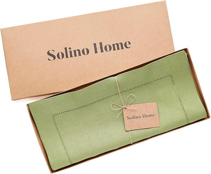 Solino Home Linen Moss Green Hemstitch Table Runner 36 Inches - Image 5