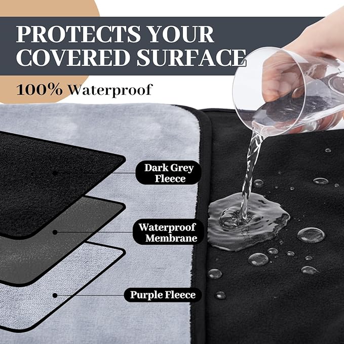 Waterproof Blanket for Bed Couch Sofa, Fleece and Flannel Waterproof Mat - Image 5