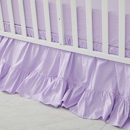 Brandream Crib Bed Skirt for Baby Girls Boys Purple Boho Bohemian Solid Cotton - Image 7