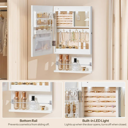 hoobro wall mounted jewelry cabinet, led jewelry armoire, package contents