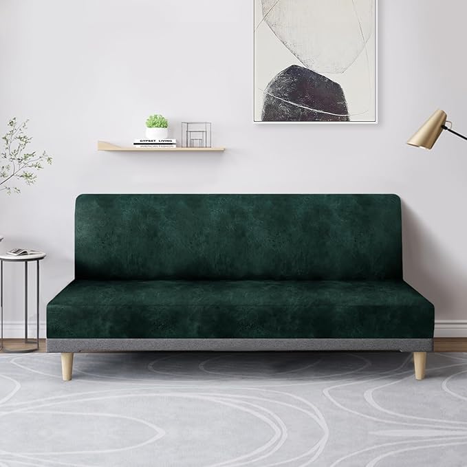 molasofa Leather Like Stretch Futon Slipcover Armless Futon Bed Sofa Cover - Image 3