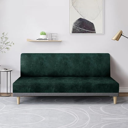molasofa Leather Like Stretch Futon Slipcover Armless Futon Bed Sofa Cover - Image 3