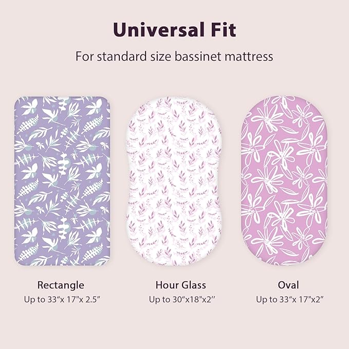 Baby Bassinet Sheets Girl Boy, Fitted Bassinet Sheet Set 3 Pack Bassinet - Image 3