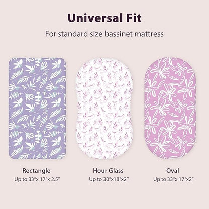 Baby Bassinet Sheets Girl Boy, Fitted Bassinet Sheet Set 3 Pack Bassinet - Image 3