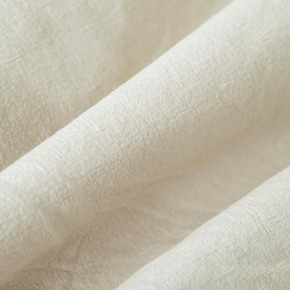 Pillow Shams Set of 2 Washed 100% Cotton Retro Ruffle Flounces Trim Solid Beige - Image 5