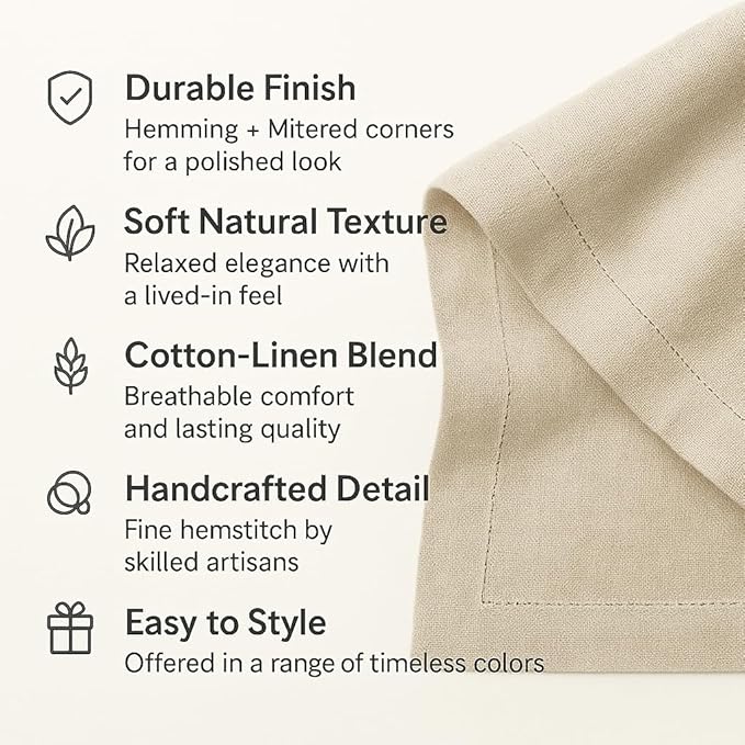 Home Ekaa Black Table Runner 72 Inch – Cotton Linen Hemstitch Farmhouse Table - Image 7