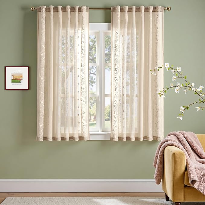 jinchan Winslow Sheer Curtains 63 Inch Length by JINCHAN