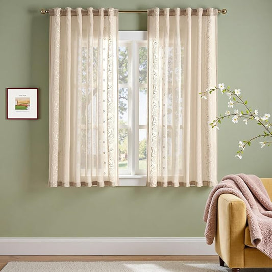 jinchan Winslow Sheer Curtains 63 Inch Length by JINCHAN