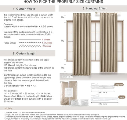 IVAPUPU Sand Pinch Pleated Full Blackout Linen Curtains - Image 9