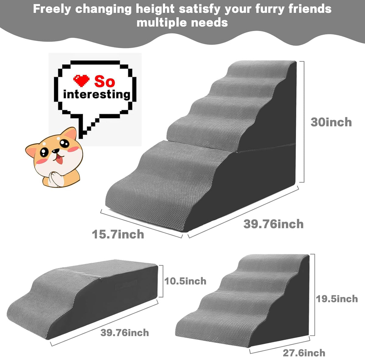dog stairs for high beds 30-36 inches tall shown in use