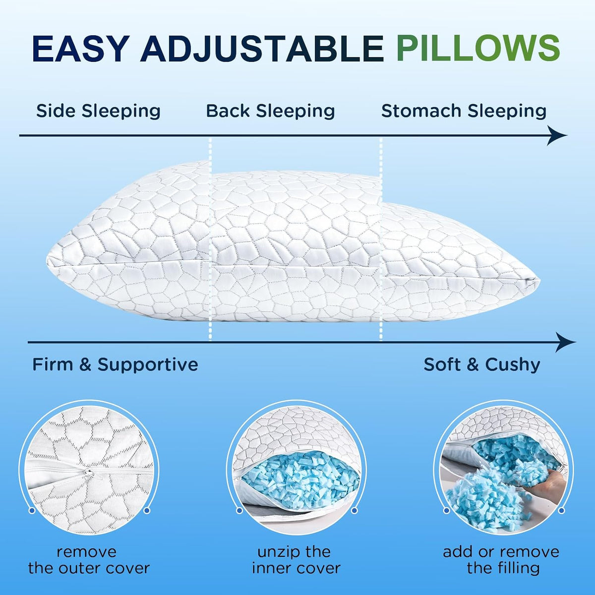 side sleeper pillow for side and back sleepers on a desk or shelf