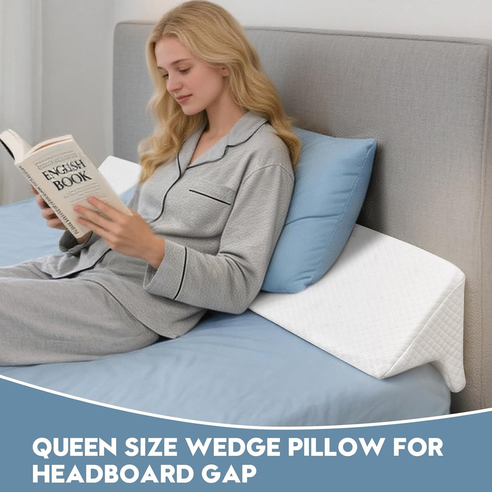 Queen Size Wedge Pillow for Headboard, Mattress Wedge Bed Gap Filler with Hig...