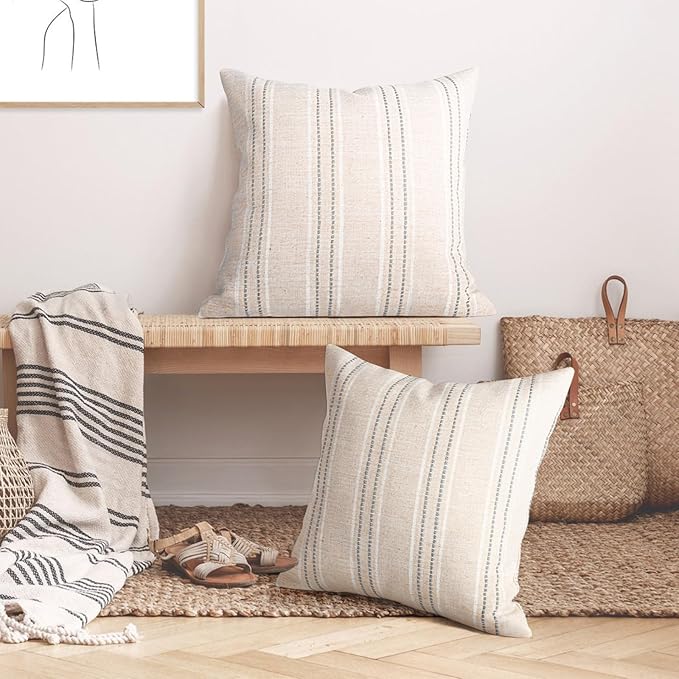 AELS 24x24 Decorative Farmhouse Linen Throw Pillow Covers, Boho Textured Pillow - Image 5
