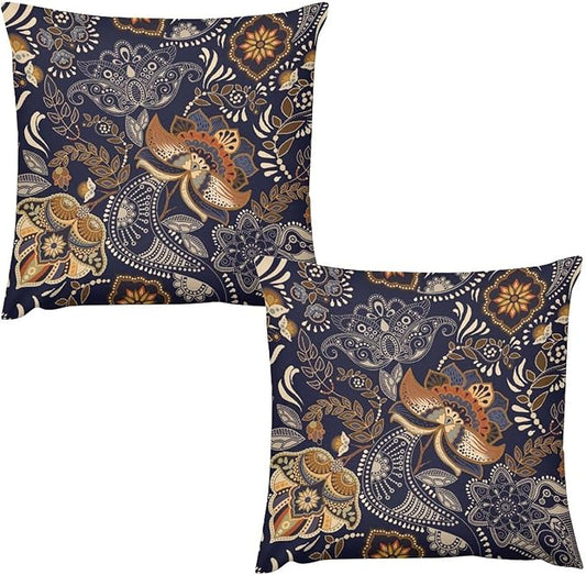 Boho Pillowcases Set of 2 Watercolor Vintage Mandala Bohemian Colorful Blooming by AuiMzoo