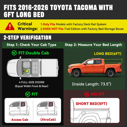 hard tri-fold truck bed cover for 2016-2026 tacoma, close-up detail
