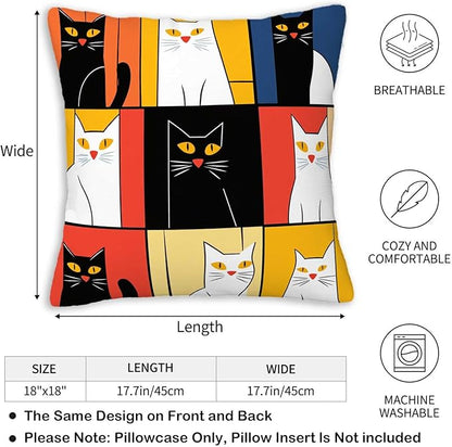 Abstract Cat Throw Pillow Cover 18x18 Set of 2 | Cushion Case - Image 5