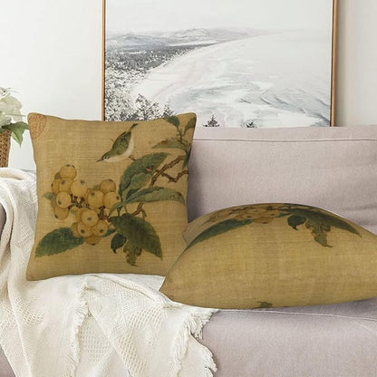Vintage Rustic Chinoiserie Floral Bird Throw Pillow Covers 18x18 Inch Set of 2 - Image 4