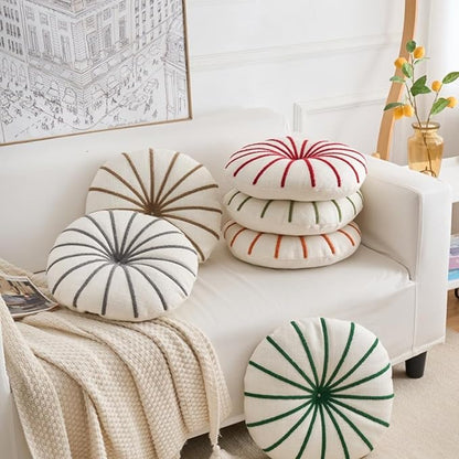 S_SSOY Round Pumpkin Throw Pillows 16", Colorful Striped Cushions Floor Pillows - Image 4
