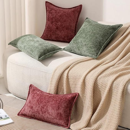 Pack of 2 Christmas Burgundy Fall Decorative Throw Pillow Covers 18x18 Cozy - Image 4