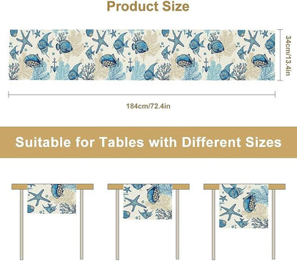 Coral Ocean Fish Table Runner for Kitchen Bedroom Living Room Underwater World - Image 3
