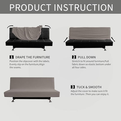 Easy-Going Stretch Futon Slipcover Armless Futon Bed Cover Furniture Protector - Image 6