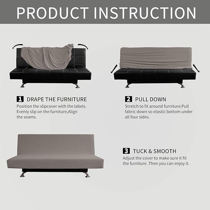 Easy-Going Stretch Futon Slipcover Armless Futon Bed Cover Furniture Protector - Image 6