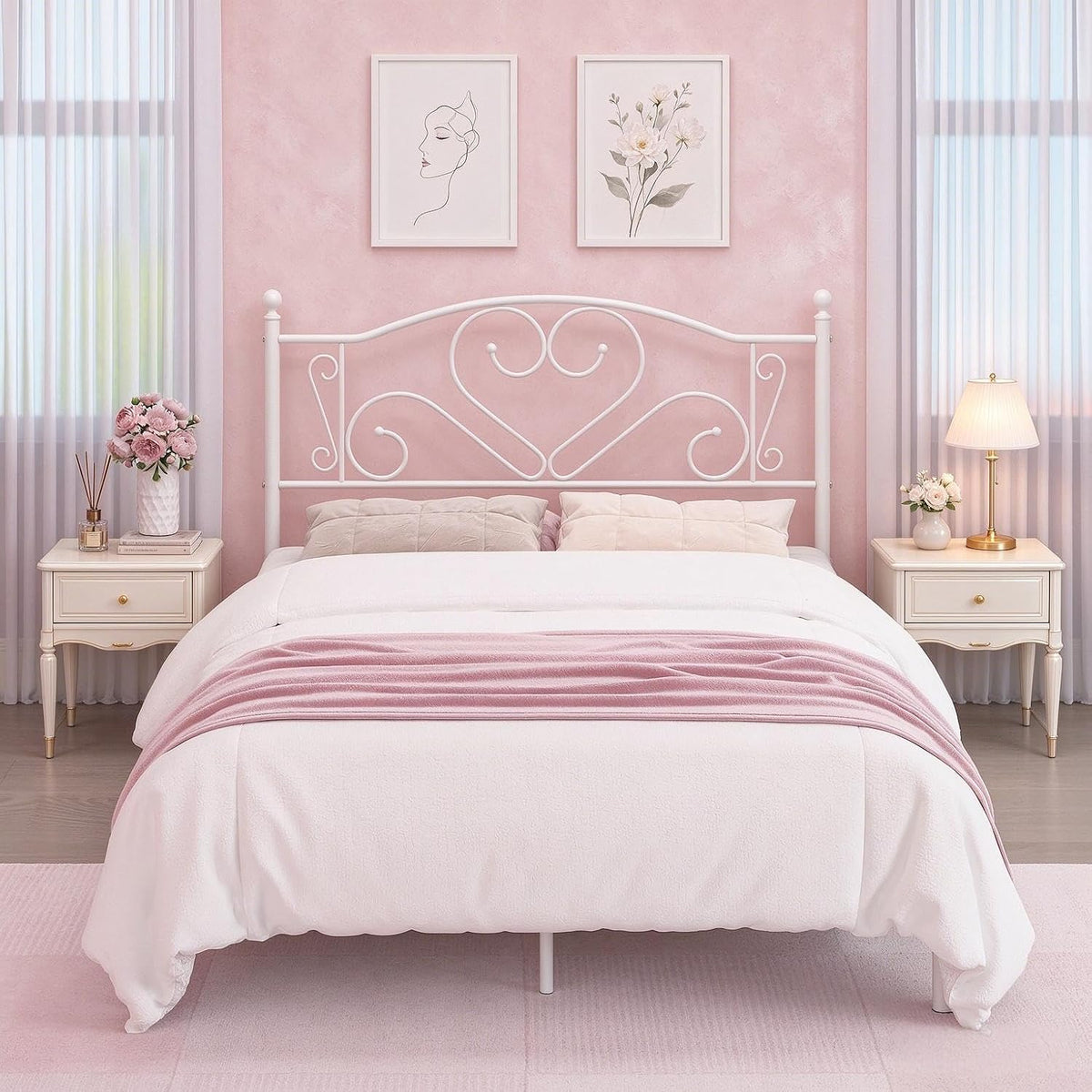 full size bed frames with headboard, heavy duty, main product view