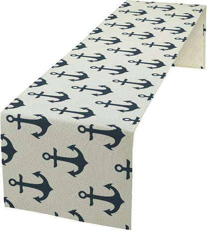 Nautical Themed Table Runner, Oceanic Sailing Element Travel Ship Yacht Table by Unknown