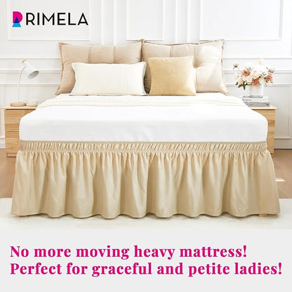 RIMELA Oatmeal Bed Skirt King Size 18 Inch Drop, Elastic Bed Skirting - Image 5