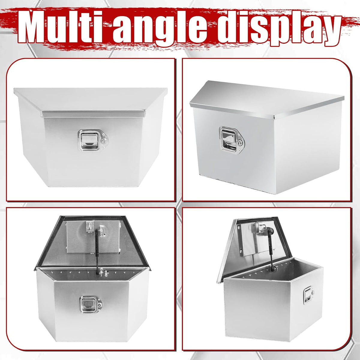 26x13.3x12 inch aluminum trailer tongue tool box heavy on a desk or shelf