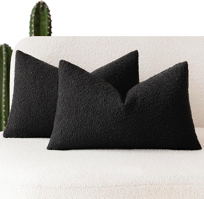 Foindtower Set of 2, Decorative Textured Boucle Throw Pillow Covers Accent by Foindtower
