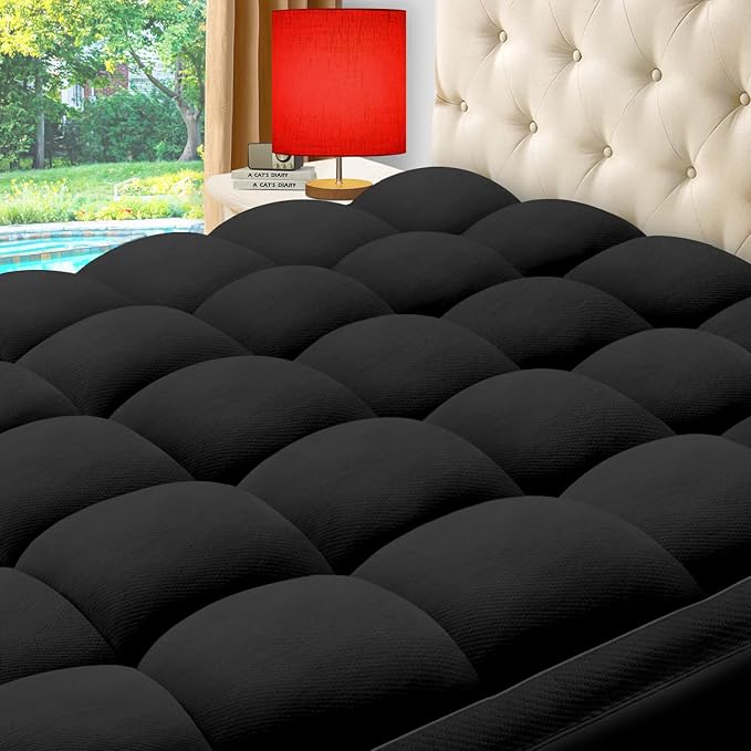 ELEMUSE Queen Black Cooling Bamboo Viscose Mattress Topper by ELEMUSE