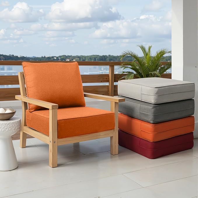 Outdoor Chair Cushions Set of 2, Waterproof 24x24 Patio Chair Cushion, Couch - Image 8