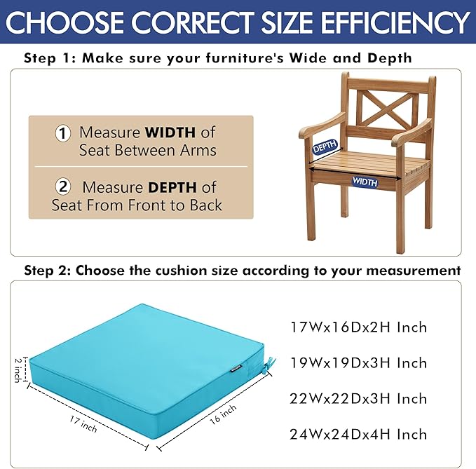 Outdoor Chair Cushions 16 x 17 Inch Waterproof Patio Chair Cushions - Image 5