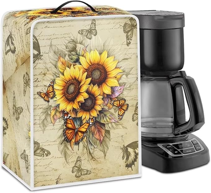 Mumeson Butterfly Sunflower Coffee Maker Cover, Universal Waterproof and by Mumeson