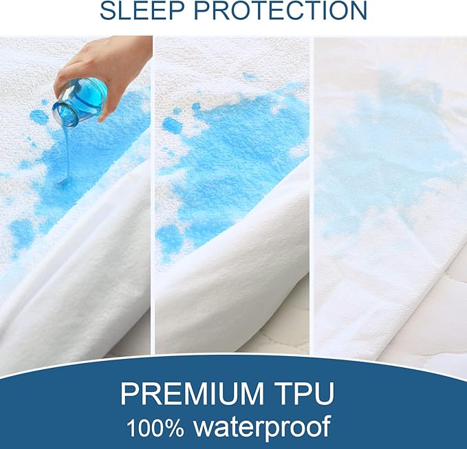 King Size Mattress Cover Protector 100% Waterproof Noiseless Mattress Topper - Image 2