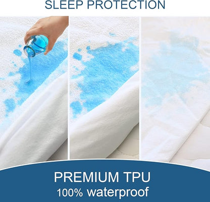 King Size Mattress Cover Protector 100% Waterproof Noiseless Mattress Topper - Image 2