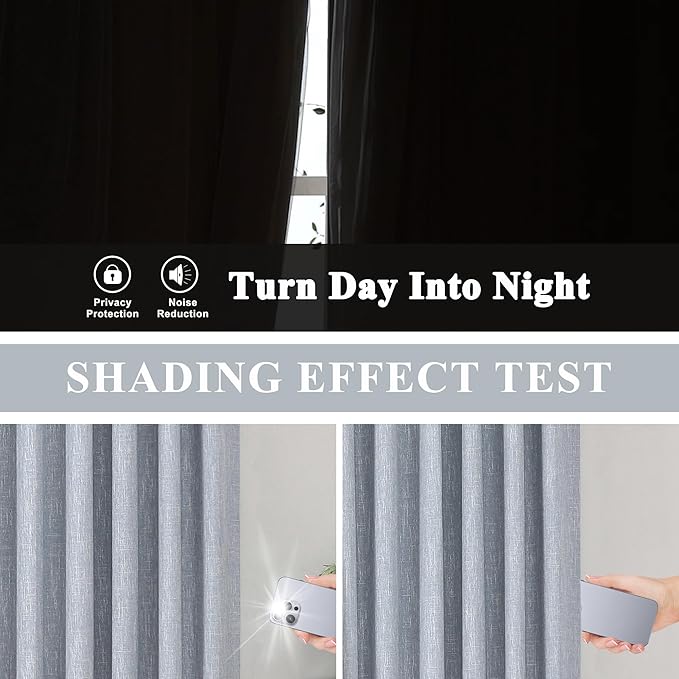 Vision Home Chambray Blue Pinch Pleated Full Blackout Curtains Room Darkening - Image 3